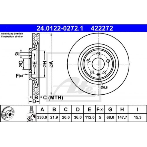 Δισκόπλακες AUDI A4 2008 - 2011 ( 8K ) ATE 24.0122-0272.1