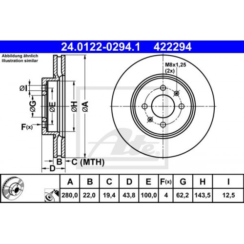 Δισκόπλακες KIA RIO 2011 - 2014 ATE 24.0122-0294.1