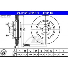 Δισκόπλακες OPEL ZAFIRA 2011 - 2016 ( Tourer C ) ATE 24.0123-0116.1
