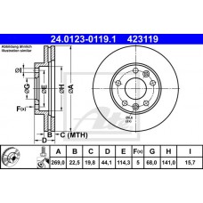 Δισκόπλακες DACIA DUSTER 2010 - 2013 ATE 24.0123-0119.1