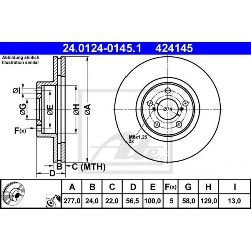 Δισκόπλακες SUBARU FORESTER 2000 - 2002 ( SF ) ATE 24.0124-0145.1 Δισκόπλακες SUBARU FORESTER 2000 - 2002 ( SF ) ATE 24.0124-0145.1