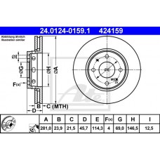 Δισκόπλακες MITSUBISHI CARISMA 1996 - 1999 ( DA ) ATE 24.0124-0159.1