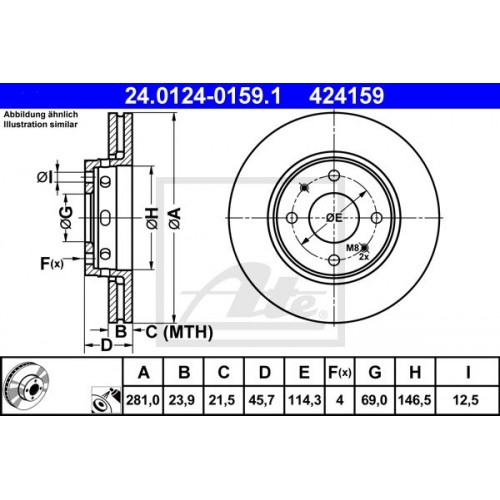 Δισκόπλακες MITSUBISHI CARISMA 1996 - 1999 ( DA ) ATE 24.0124-0159.1