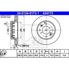 Δισκόπλακες KIA CLARUS 2001 - ATE 24.0124-0173.1