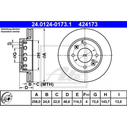 Δισκόπλακες KIA CLARUS 2001 - ATE 24.0124-0173.1