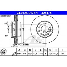 Δισκόπλακες MAZDA 323 2001 - 2003 ( BJ ) ATE 24.0124-0175.1