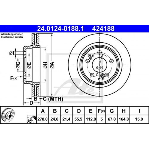 Δισκόπλακες MERCEDES C CLASS 1993 - 1995 ( W202 ) ATE 24.0124-0188.1