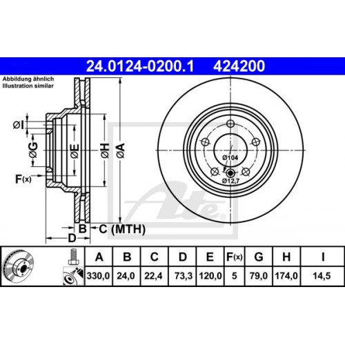 Δισκόπλακες BMW 3 Series 2005 - 2011 ( E90/1/2/3 ) ATE 24.0124-0200.1