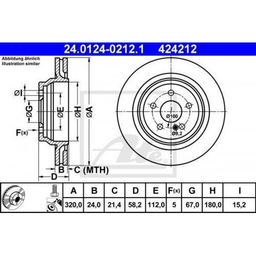 Δισκόπλακες MERCEDES S CLASS 2005 - 2009 ( W221 ) ATE 24.0124-0212.1