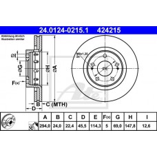 Δισκόπλακες MITSUBISHI OUTLANDER 2003 - 2007 ( CU ) ATE 24.0124-0215.1