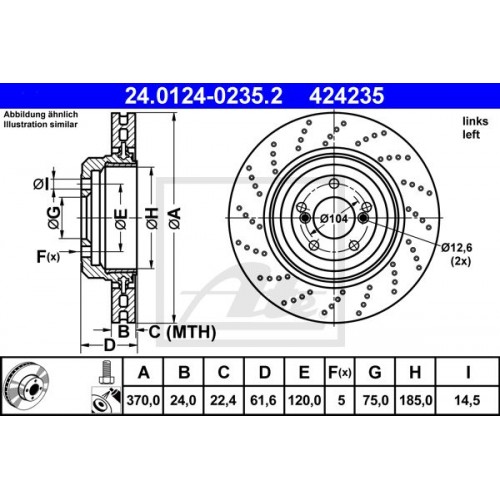 Δισκόπλακες BMW 5 Series 2003 - 2007 ( E60/1 ) ATE 24.0124-0235.2