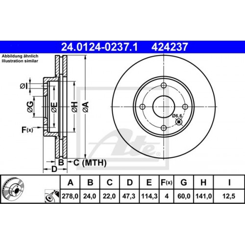 Δισκόπλακες CHEVROLET-DAEWOO EPICA 2006 - ( V250 ) ATE 24.0124-0237.1