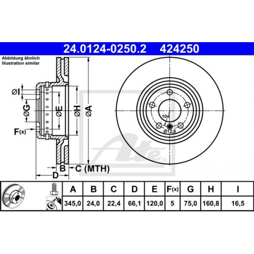 Δισκόπλακες BMW 3 Series 2012 - 2014 ( F30/31/34 ) ATE 24.0124-0250.2