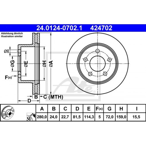 Δισκόπλακες JEEP CHEROKEE 1984 - 1992 ( XJ ) ATE 24.0124-0702.1