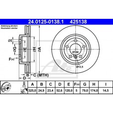 Δισκόπλακες BMW Z4 2003 - 2005 ( E85 ) ATE 24.0125-0138.1