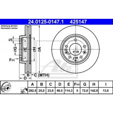 Δισκόπλακες MAZDA 6 2002 - 2006 ( GG )( GY ) ATE 24.0125-0147.1