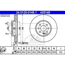 Δισκόπλακες OPEL MERIVA 2003 - 2006 ATE 24.0125-0148.1