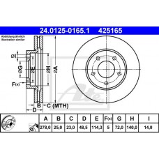 Δισκόπλακες MAZDA 3 2004 - 2006 ( BK ) ATE 24.0125-0165.1