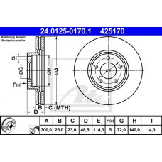 Δισκόπλακες MAZDA 3 2004 - 2006 ( BK ) ATE 24.0125-0170.1
