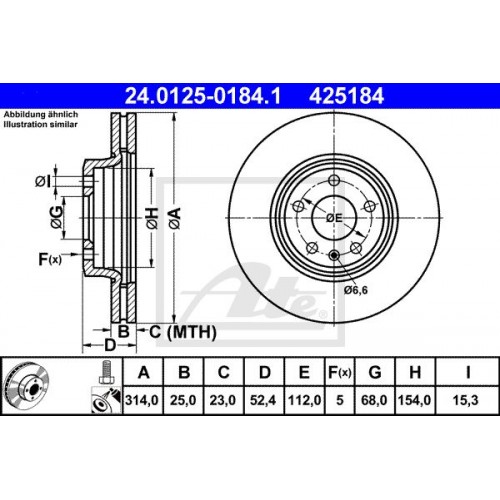 Δισκόπλακες AUDI A4 2008 - 2011 ( 8K ) ATE 24.0125-0184.1