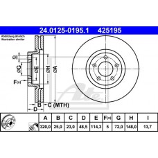 Δισκόπλακες MAZDA 3 2004 - 2006 ( BK ) ATE 24.0125-0195.1
