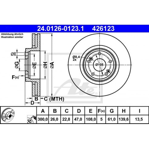 Δισκόπλακες RENAULT LAGUNA 2001 - 2005 ( BG ) ( KG ) ATE 24.0126-0123.1