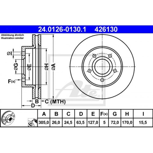 Δισκόπλακες JEEP GRAND CHEROKEE 2003 - 2005 ( WJ ) ( WG ) ATE 24.0126-0130.1
