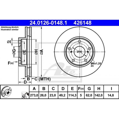 Δισκόπλακες TOYOTA AURIS 2007 - 2010 ( E150 ) ATE 24.0126-0148.1