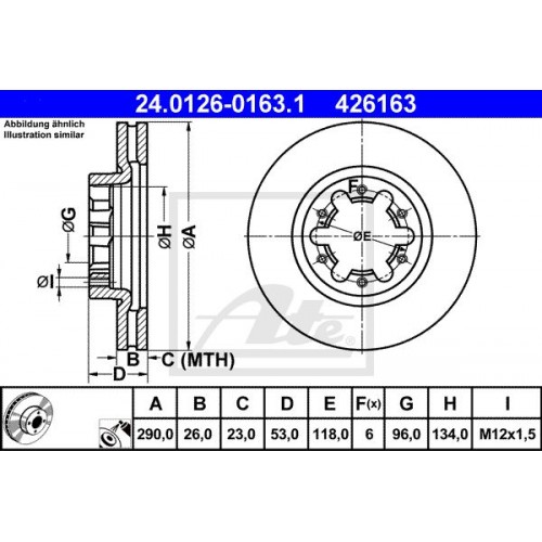 Δισκόπλακες NISSAN CABSTAR 2008 - 2017 ATE 24.0126-0163.1