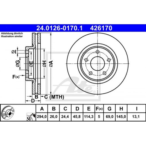 Δισκόπλακες MITSUBISHI ASX 2010 - 2014 ATE 24.0126-0170.1