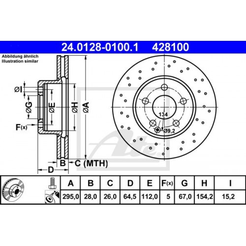 Δισκόπλακες MERCEDES C CLASS 2007 - 2011 ( W204 ) ATE 24.0128-0100.1
