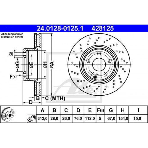 Δισκόπλακες MERCEDES S CLASS 1998 - 2002 ( W220 ) ATE 24.0128-0125.1