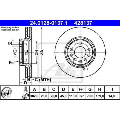 Δισκόπλακες OPEL VECTRA 2002 - 2005 ( C ) ATE 24.0128-0137.1