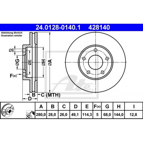 Δισκόπλακες NISSAN PRIMERA 2002 - 2007 ( P12 ) ATE 24.0128-0140.1
