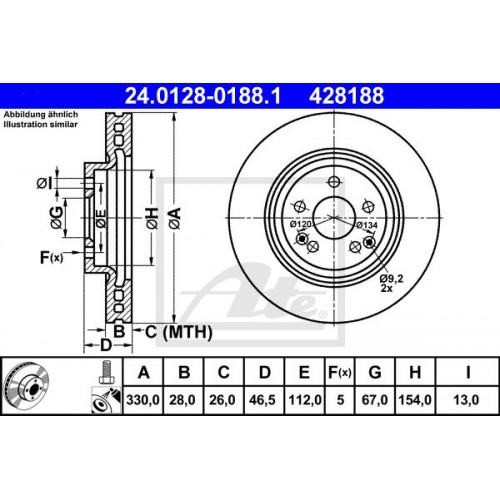 Δισκόπλακες MERCEDES C CLASS 2000 - 2003 ( W203 ) ATE 24.0128-0188.1