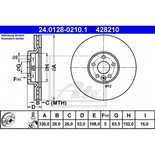 Δισκόπλακες VOLVO S60 2010 - 2014 ATE 24.0128-0210.1