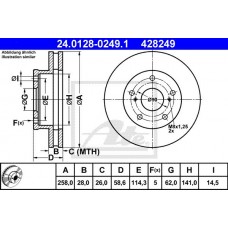 Δισκόπλακες TOYOTA HILUX 2005 - 2009 ( KUN15/25 ) ATE 24.0128-0249.1