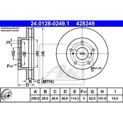 Δισκόπλακες TOYOTA HILUX 2005 - 2009 ( KUN15/25 ) ATE 24.0128-0249.1