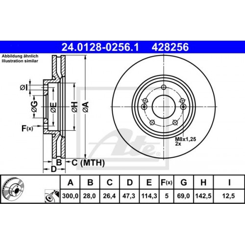 Δισκόπλακες HYUNDAI SONATA 2006 - 2011 ( NF ) ATE 24.0128-0256.1 Δισκόπλακες HYUNDAI SONATA 2006 - 2011 ( NF ) ATE 24.0128-0256.1