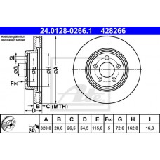 Δισκόπλακες CHRYSLER 300C 2004 - 2010 ATE 24.0128-0266.1
