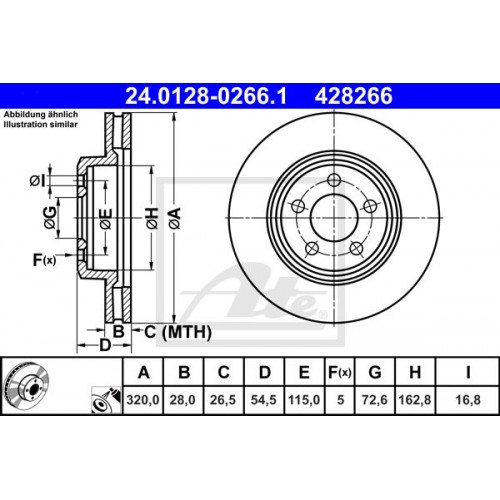 Δισκόπλακες CHRYSLER 300C 2004 - 2010 ATE 24.0128-0266.1