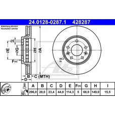 Δισκόπλακες OPEL VIVARO 2014 - ( B ) ATE 24.0128-0287.1