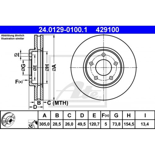 Δισκόπλακες JAGUAR XJ 1997 - 2003 ( X308 ) ATE 24.0129-0100.1 Δισκόπλακες JAGUAR XJ 1997 - 2003 ( X308 ) ATE 24.0129-0100.1