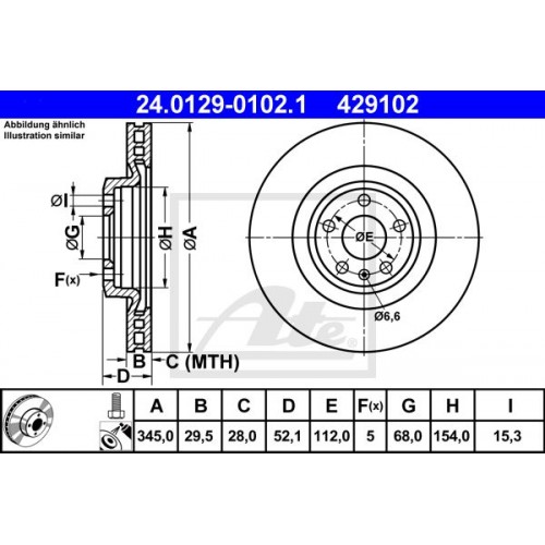 Δισκόπλακες AUDI A4 2008 - 2011 ( 8K ) ATE 24.0129-0102.1
