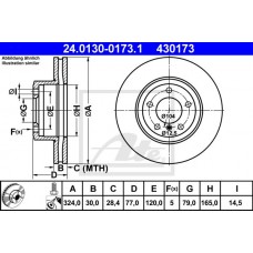Δισκόπλακες BMW 5 Series 2003 - 2007 ( E60/1 ) ATE 24.0130-0173.1