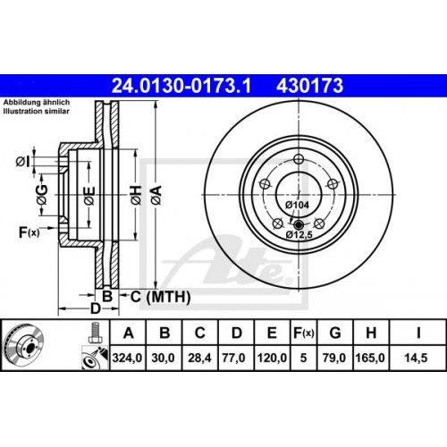 Δισκόπλακες BMW 5 Series 2003 - 2007 ( E60/1 ) ATE 24.0130-0173.1