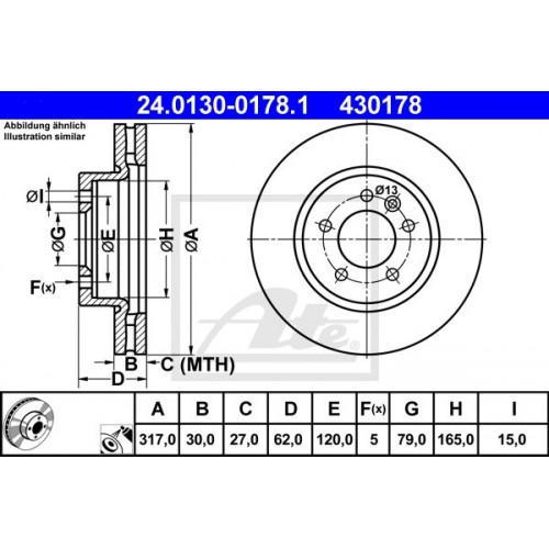 Δισκόπλακες LANDROVER DISCOVERY 2004 - 2009 ( LA ) III ATE 24.0130-0178.1