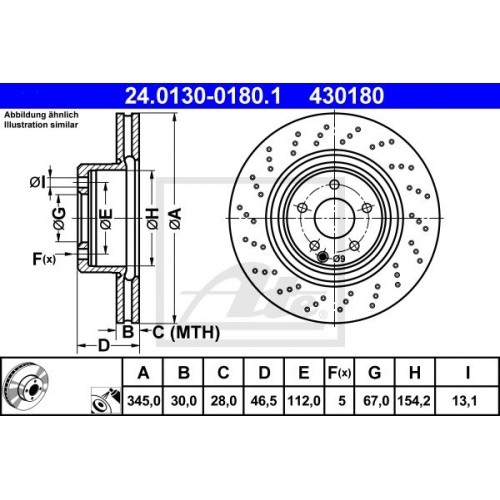 Δισκόπλακες MERCEDES C CLASS 2000 - 2003 ( W203 ) ATE 24.0130-0180.1