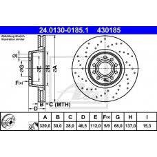 Δισκόπλακες AUDI A4 2005 - 2008 ( 8E )( 8H ) ATE 24.0130-0185.1