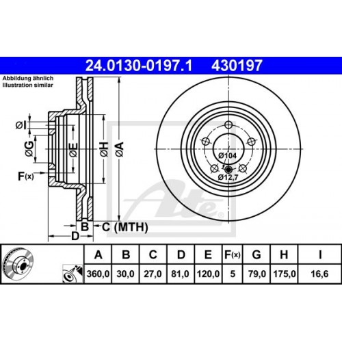 Δισκόπλακες LANDROVER RANGE ROVER 2002 - 2005 ( LM ) ATE 24.0130-0197.1
